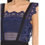 Self Portrait Self-Portrait Angelique Frilled Split Front Dress Women's 4 Black Navy Luxury Photo 3