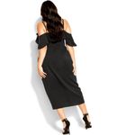 City Chic Black Flirtation Drape Midi Dress Size 16 Photo 5