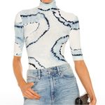 Norma Kamali  Blue Tie Dye Turtleneck Short Sleeve Blouse Photo 0