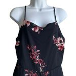 Wild Fable  Women Jumpsuit M Black Floral Flare Leg Back Zip Boho Tropical Beachy Photo 5