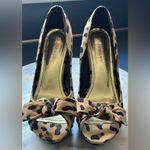 JustFab  Browns & Black Leopard Animal Print Pep Toe Bow Stiletto Heels Sz 10. Photo 1