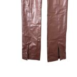 ZARA  Faux Leather Front Slit Pants Brown‎ X-Small Photo 2
