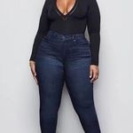 Good American Denim Dark Wash Cropped Jeans, Blue Size 24 New w/Tag Retail $155 Photo 0