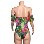 Farm Rio Jardin De Reve Off-Shoulder Ruffle One Piece Swim, Green, Medium Photo 6