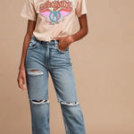 Free People Lita Slim-Leg Distressed Jeans Light Wash Size 28 Gently Used Boho Photo 0