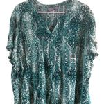 Laura Scott  Paisley Green and White Blouse Size 3X Photo 1