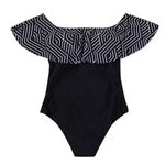 Black Ruffle One Piece Swimsuit Size M Photo 0