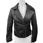 Topshop Womens Black Faux Vegan Leather Zip Up Collar Moto Coat Jacket Size 2 Photo 0