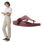 Loewe Ease Anagram Buckle Leather Thong Sandal Bordeaux Red Size 36 Photo 3