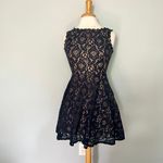 City Studios City Studio Juniors Navy Blue Tan Eyelet Party Dress Photo 1