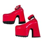 Dolls Kill  Lamoda Those Days Power Trip Chunky Platform Heels Red Patent Leather Photo 9
