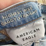American Eagle  Highest Rise Baggy‎ Straight Jeans Light Wash Distressed Photo 7