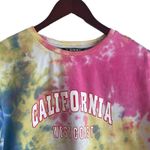 SheIn Women Sweatshirt XS Colorful Rainbow Cotton California Graphic Cozy Comfy Vacay Photo 3