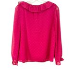 J.Crew  Ruffle V-Neck Long Sleeve Blouse Women's Small Raspberry Boho‎ Hippie Photo 4