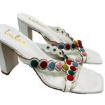 Lulus Mahly White Multicolor covered buttons High Heel Sandals 7.5 Photo 2