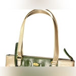 Aurielle Leather Silver & Green Purse Bag Tote‎ Photo 4