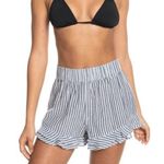 American Eagle Casual Shorts White Blue Stripes Ruffle Photo 0