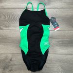 Speedo Endurance Racing Cut Black And Green One Piece Swimsuit Size 28 Photo 1