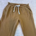 Aerie Women Waffle Knit Jogger Pants Small Stretch Brown Tan Lounge Casual Comfy Photo 1