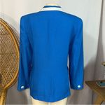 Oleg Cassini Vintage 80s  Blazer Jacket Bright Lapis White Trim Gold Lion Buttons Photo 13