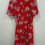 Madewell Button-Wrap Dress in Daisy Society Retro Stripe Lipstick Red Size 8 EUC Photo 6