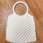 Handmade Vintage Crochet Handbag White with Circle Acrylic Handle Boho Purse Photo 1