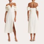 Cult Gaia 🆕  Muna Gathered Linen Midi Dress in Off White Sz 2 Photo 11