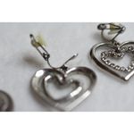 Source Unknown Vintage Glam Double Heart Silver Tone Rhinestone Bridal Wedding Clip On Earrings Photo 2