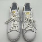 Adidas  Stan Smith White Leather Sneakers with Gold Size 8.5 Photo 2