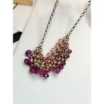 Rose pink and violet crystal layered beaded bib necklace statement necklace Photo 5