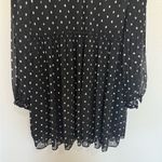 ZARA Long Sleeve Babydoll Mini Dress Black and White Polka Dot Chiffon Small Photo 9