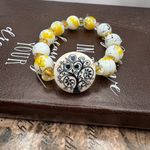 Handmade Tree of Life Beaded Bracelet Boho Ceramic Glass Stretch Yellow Photo 5