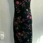 CDC Y2K Spaghetti Strap Black Red Floral Slip Dress Mesh V Neck Size 8 Photo 0