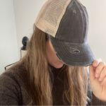 CC Canvas‎ Cotton Distressed Brim Strap Hat Mesh Ponytail Holder Baseball Cap OS Gray Photo 11