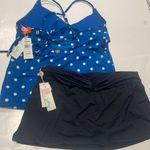 Swim systems NWT tankini skort swim set small blue polka dot black Photo 4