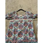 Cara Cara || Janie Dress in Palm Medallion Teal Small Blue Photo 6