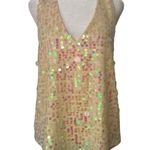 Anthropologie Moulinette Soeurs cream sequin v-neck tank top size 6 Photo 0