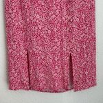 Anthropologie Mila Button Front Hot Pink Floral Midi Slit Pencil Skirt Size 8 Photo 3