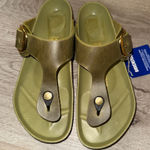Birkenstock  Oiled Leather Olive Green Gizeh Big Buckle Sandal Size 38 NWT Photo 0