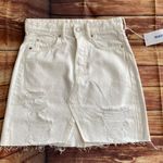 Denim Women White  Distressed Cutoff Front Slit Mini Skirt Size 2 Photo 1