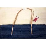 Merona  | Large Blue Straw Beach Tote Bag D32 Photo 4