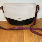 Kate Spade Crossbody Bag Womens Medium Colorblock Black Burgundy White Leather Photo 0
