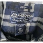 American Rag Plaid Button Up Long Sleeve Shirt With Sewn On Patches Photo 4