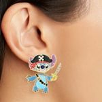 Disney New  X Baublebar Stitch Dressed As A Pirate Dangle Halloween Stud Earrings Photo 1
