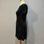 VTG 90s Y2K Black Sparkle Floral Mini Dress slinky fit and flare, Medium Photo 2