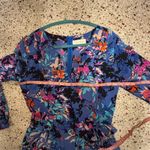 Yumi Kim  Blue Floral Silk "Liz" Romper 3/4 Sleeve Silk With Pockets size medium Photo 8