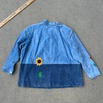 Quacker Factory Y2K  Blue Suede Fall Sunflowers Genuine Leather Jacket 3X NWT Photo 1