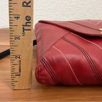 Vintage LANVIN Paris Red Leather Contrast Stitch Envelope Crossbody Bag Photo 9
