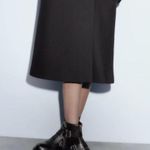 ZARA New  leather black Moto combat boots buckles and zippers EU 36 US 6 Photo 2