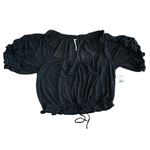 Free People  Dorothy Crop‎ Top Y2k Black Stripe LARGE Peasant Feminine NWT Photo 1